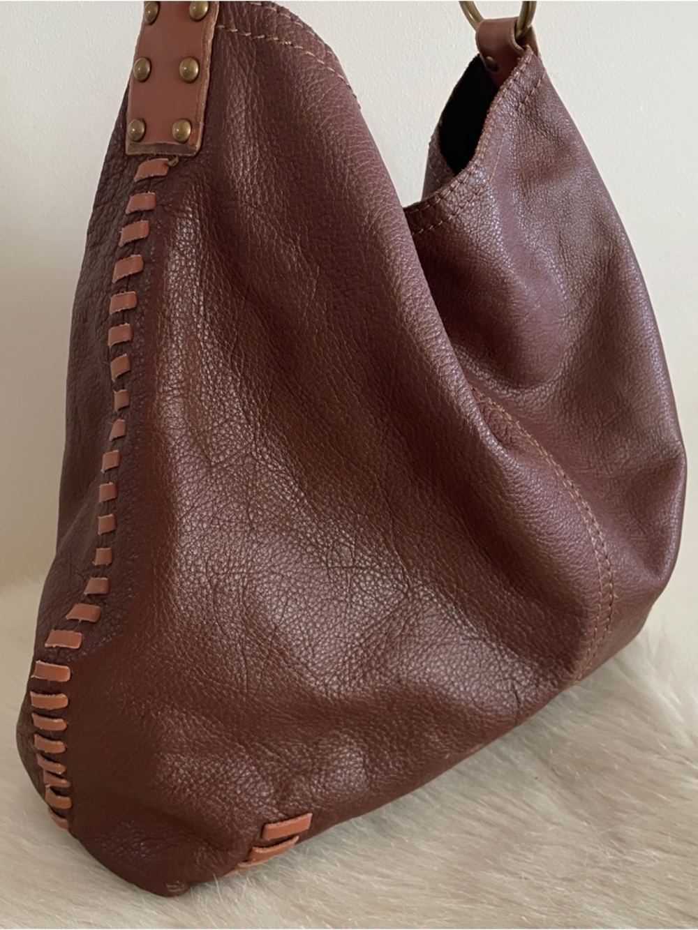 Lucky Brand Brown Leather Hobo Bag - Classic Women’s Shoulder Bag - Picture 2 of 10